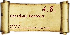 Adriányi Borbála névjegykártya