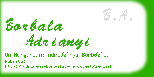 borbala adrianyi business card